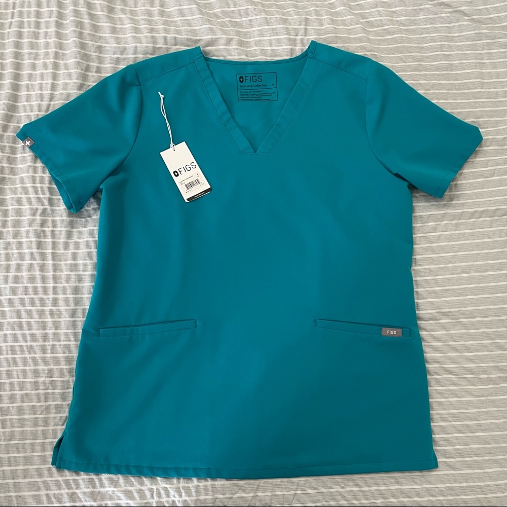 Figs Limited Edition Teal One Pocket Scrub Top - Medium
